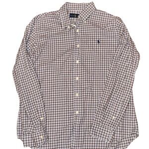 RALPH LAUREN BROWN AND BLUE PLAID BUTTON DOWN MEN